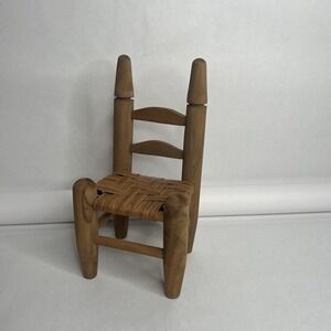 Antique Miniature Country Style Wooden Chair For Doll Teddy Bear Rustic 6" X 11"